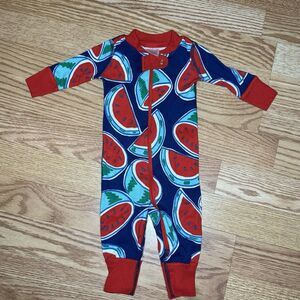 Hanna Andersson Watermelon Zip Sleeper Pajama Organic Cotton Size 50 0-3 Mos